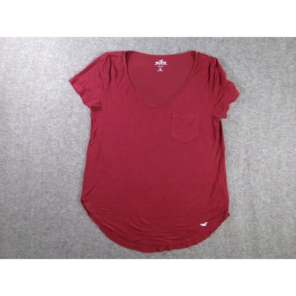 Hollister Top Women Medium Burgundy Base Layer Flowy Causal Everyday Basic Day - Picture 1 of 10